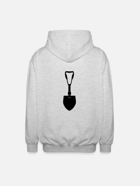 klappspaten_vec_1 de - Unisex Kapuzenjacke - Hellgrau meliert