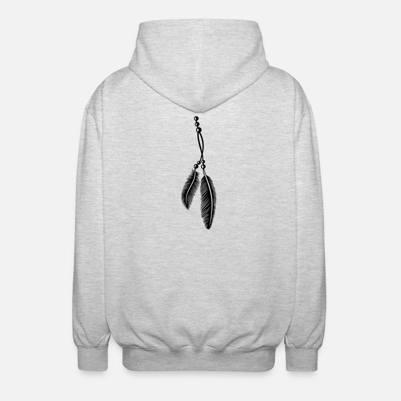 Federn an Kette, feathers, Native American - Unisex Kapuzenjacke - Hellgrau meliert