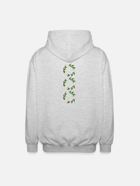 Floral wreath of pink tulips - Unisex Hooded Jacket - light heather grey