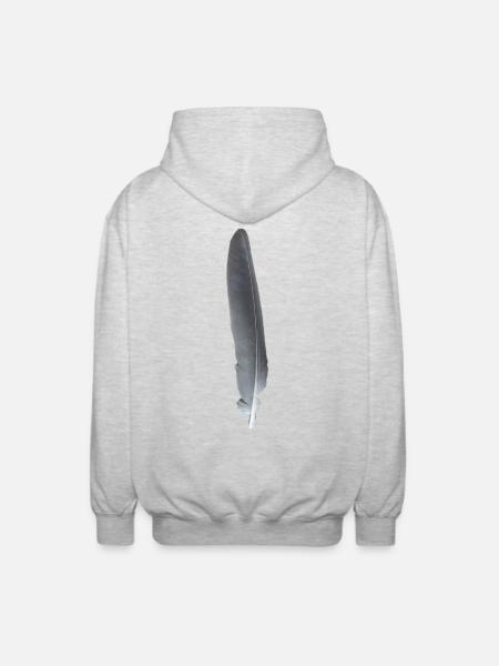 Blaugraue Feder Muster - Unisex Kapuzenjacke - Hellgrau meliert