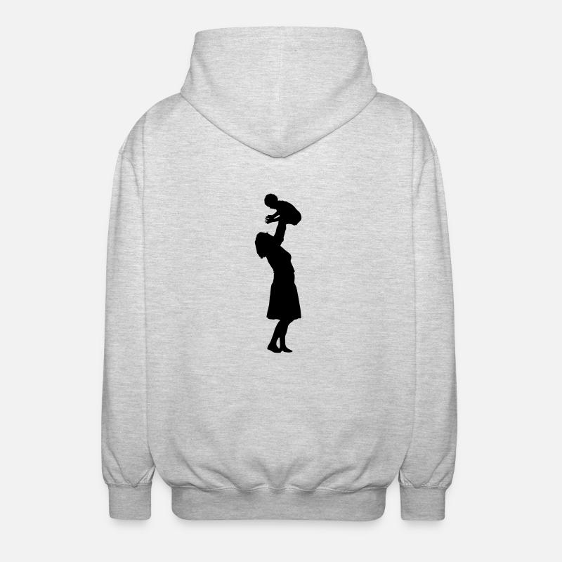 Mutter mit Kind - Unisex Kapuzenjacke - Hellgrau meliert
