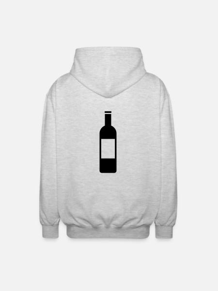 Wein Weinflasche - Unisex Kapuzenjacke - Hellgrau meliert