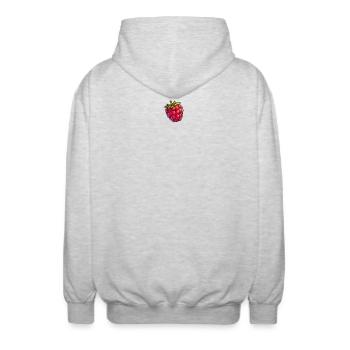 Framboise cartoon éclat - Veste à capuche unisexe - gris clair chiné - Dos - AI Model Male 185 light (185cm)