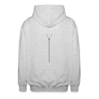 Reißverschluss, reissverschluss, zipper, zip, - Unisex Kapuzenjacke - Hellgrau meliert - Hinten - AI Model Male 185 light (185cm)
