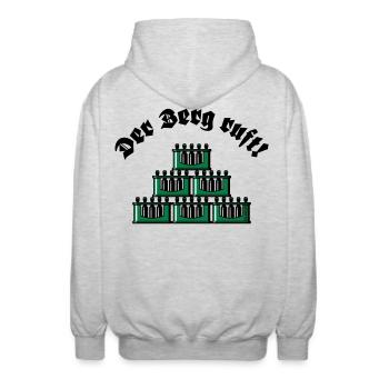 Der Berg Ruft! (Bier / Bierkästen / Grün / Old) - Unisex Kapuzenjacke - Hellgrau meliert - Hinten - AI Model Male 185 light (185cm)