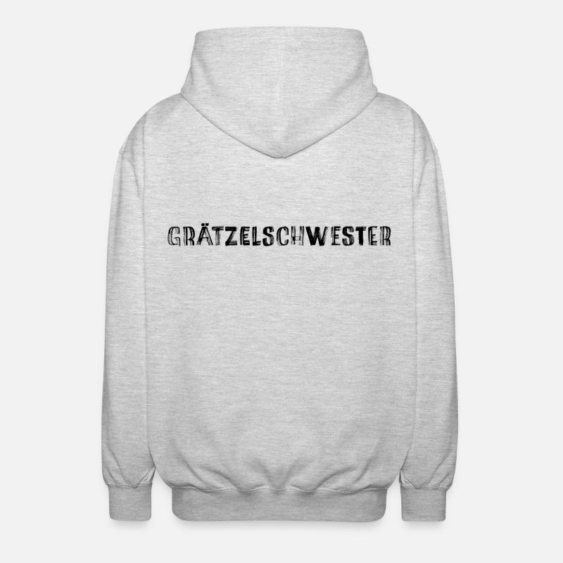Grätzelschwester – Viennese dialect cult saying - Unisex Hooded Jacket - light heather grey