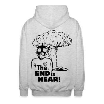 the end is near - anti nuclear energy - Unisex Kapuzenjacke - Hellgrau meliert - Hinten - AI Model Male 185 light (185cm)