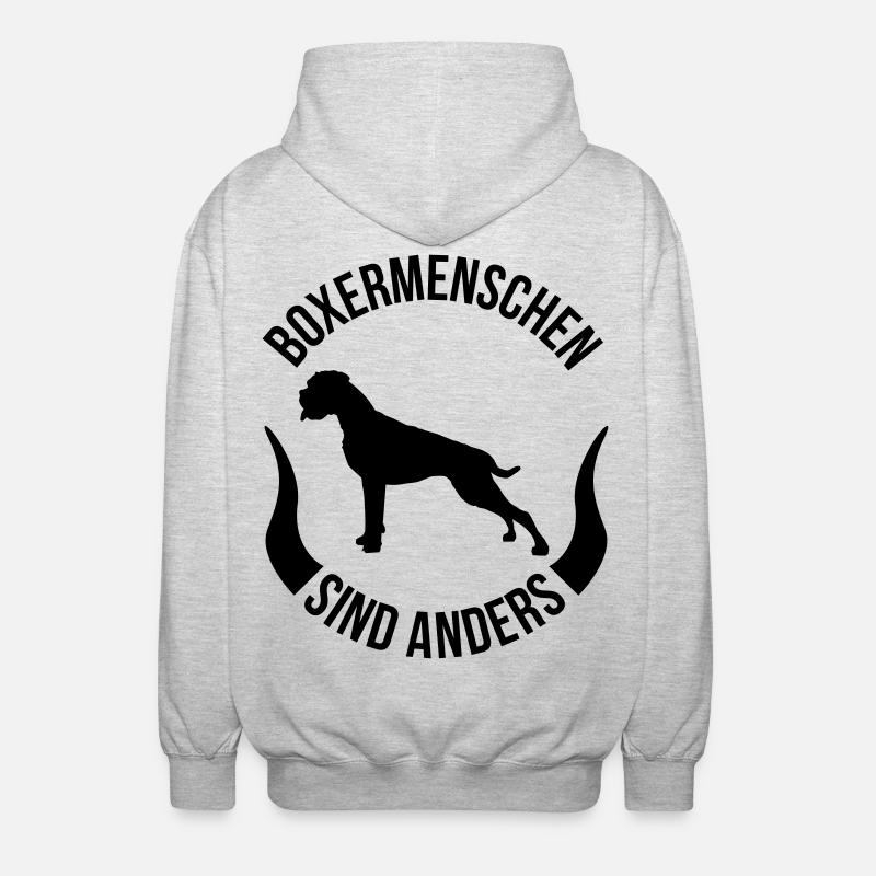 Boxermenschen sind anders - Unisex Kapuzenjacke - Hellgrau meliert