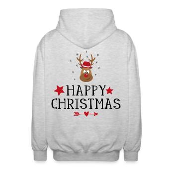 Weihnachten - Unisex Kapuzenjacke - Hellgrau meliert - Hinten - AI Model Male 185 light (185cm)
