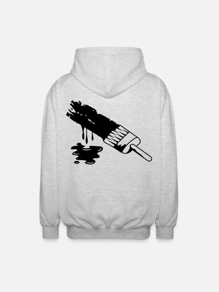 A brush and dripping paint - Unisex Hooded Jacket - light heather grey