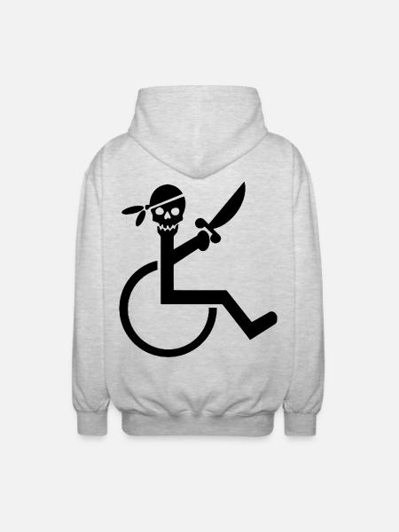 Wheelchair pirate # - Unisex Hooded Jacket - light heather grey