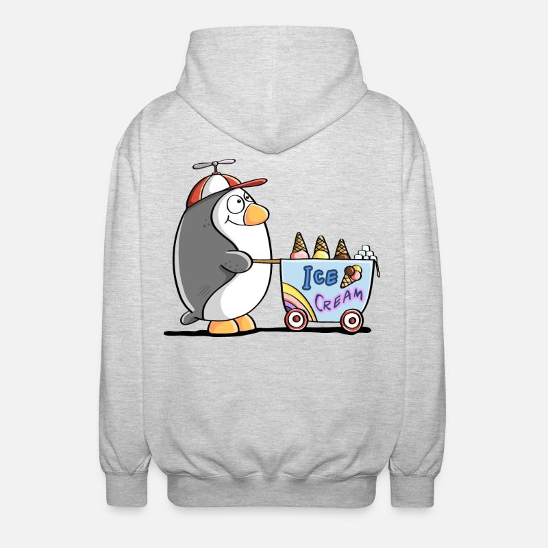 Pinguin Als Eisverkäufer - Eis - Unisex Hooded Jacket - light heather grey