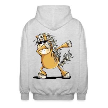 Cooles Dab Dance Pferd Dabbing Pony Comic - Unisex Kapuzenjacke - Hellgrau meliert - Hinten - AI Model Male 185 light (185cm)
