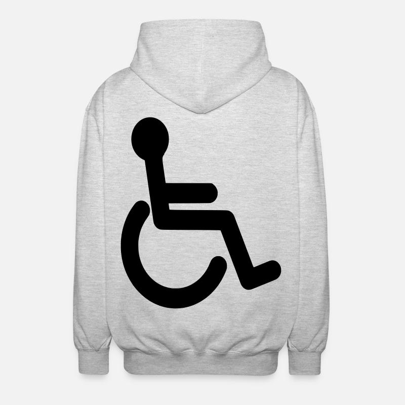 Symbole de base du fauteuil roulant # - Veste à capuche unisexe - gris clair chiné