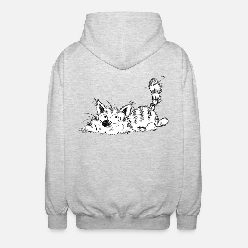 Drôle petit chat - dessin animé - Veste à capuche unisexe - gris clair chiné