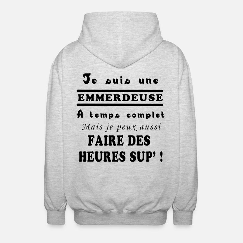 JE SUIS UNE EMMERDEUSE - Veste à capuche unisexe - gris clair chiné