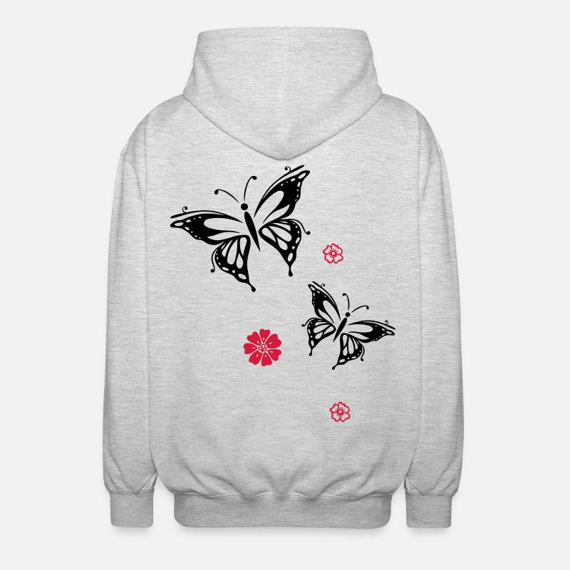 papillons fleurs fleurs insectes été - Veste à capuche unisexe - gris clair chiné