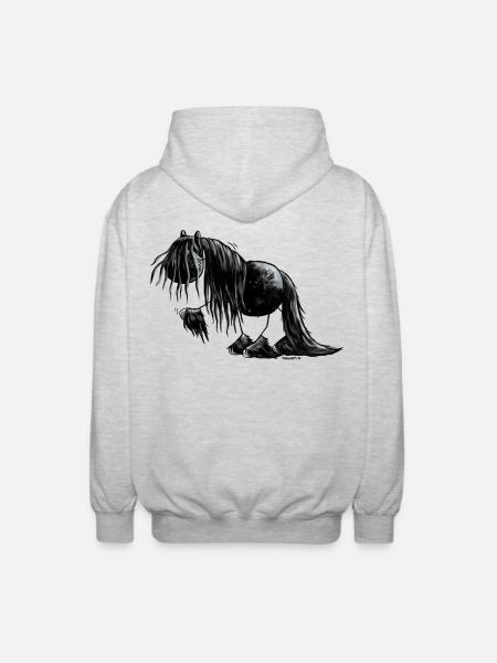 Drolliges Friesen Pferd - Friese - Unisex Kapuzenjacke - Hellgrau meliert