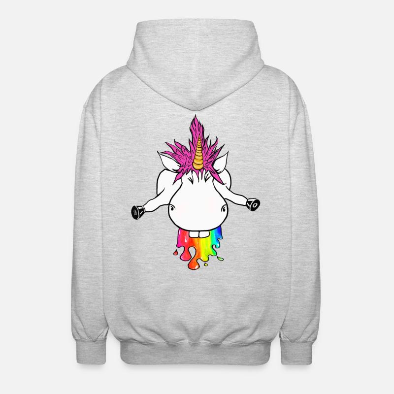 Regenbogen Einhorn Farbklecks Regenbogenkotze - Unisex Kapuzenjacke - Hellgrau meliert