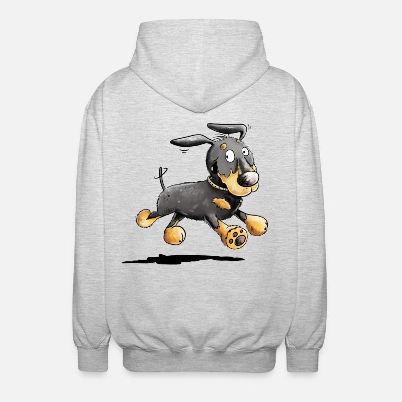 Flotter Dackel - Dachshund - Teckel - Geschenk - Unisex Kapuzenjacke - Hellgrau meliert