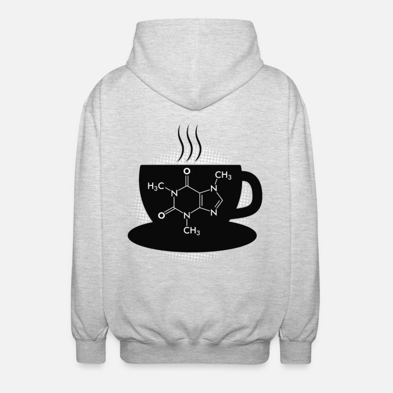 Café Caffeine Molecule - Veste à capuche unisexe - gris clair chiné