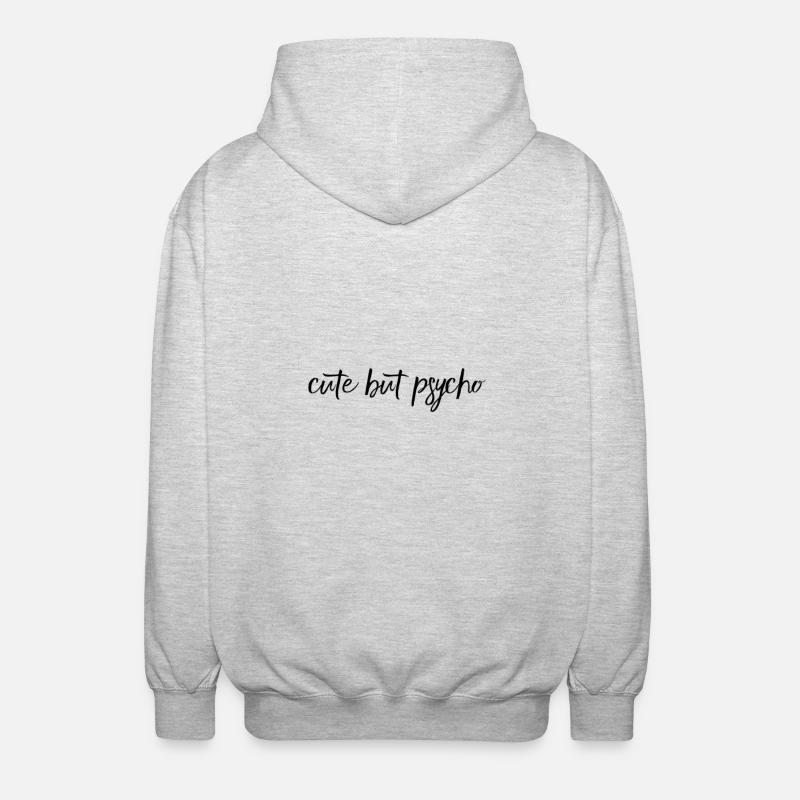 Cute But Psycho – freches Statement Design - Unisex Kapuzenjacke - Hellgrau meliert