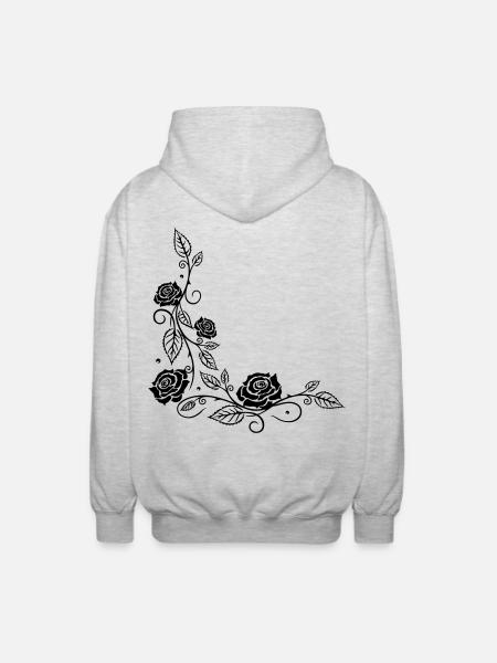Roses avec ornements et feuilles - Veste à capuche unisexe - gris clair chiné