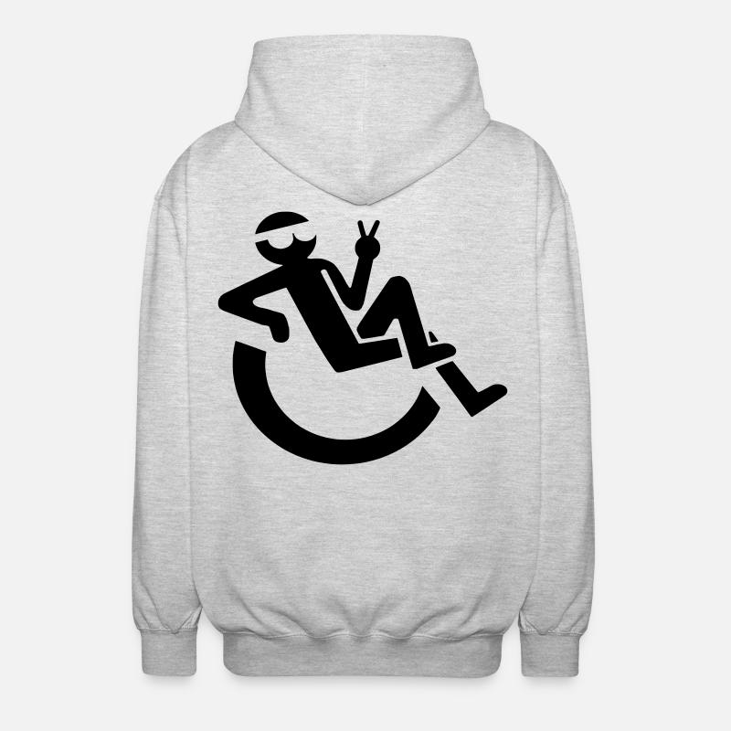 Bild eines entspannten Rollstuhlfahrers # - Unisex Kapuzenjacke - Hellgrau meliert