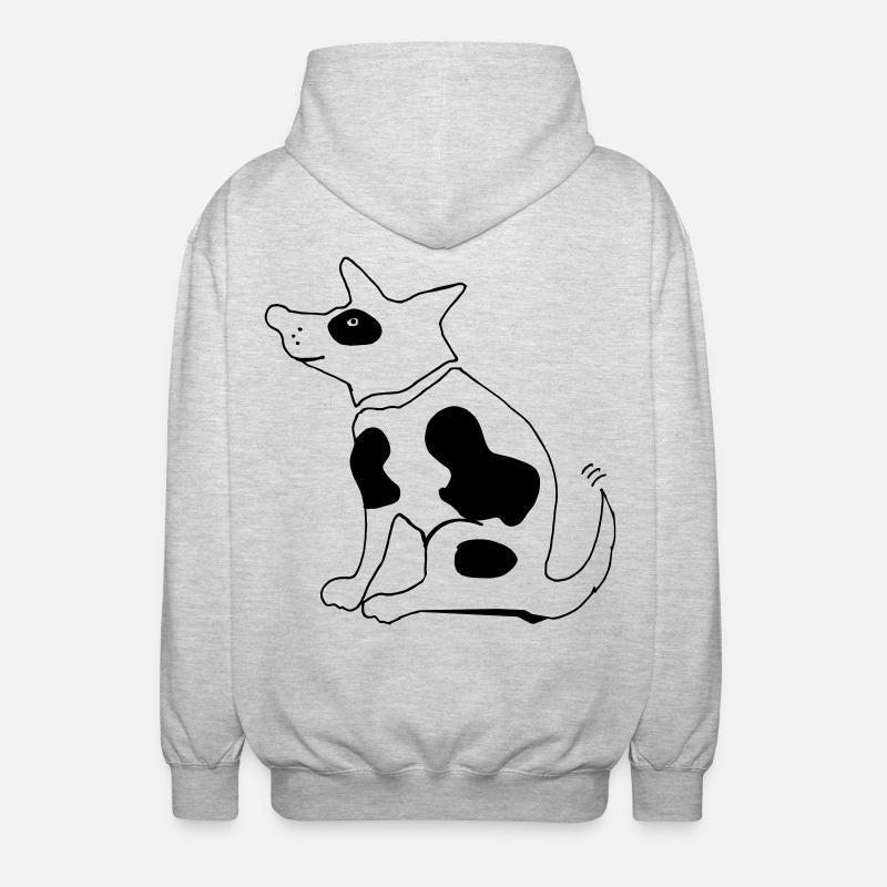 Drôle de chien tacheté, terrier bouledogue - Veste à capuche unisexe - gris clair chiné