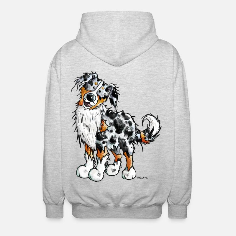 Witziger Australian Shepherd - Unisex Kapuzenjacke - Hellgrau meliert