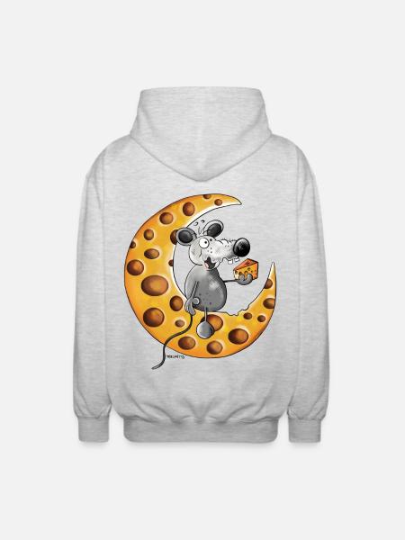 The Mouse Love Cheese - Unisex Hooded Jacket - light heather grey