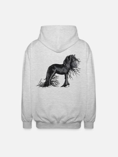 Sweet Friesian Horse - Unisex Hooded Jacket - light heather grey