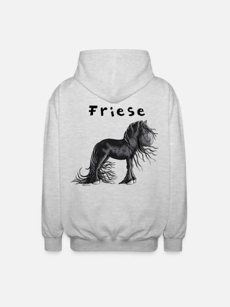Niedliches Friesenpferd - Unisex Kapuzenjacke - Hellgrau meliert