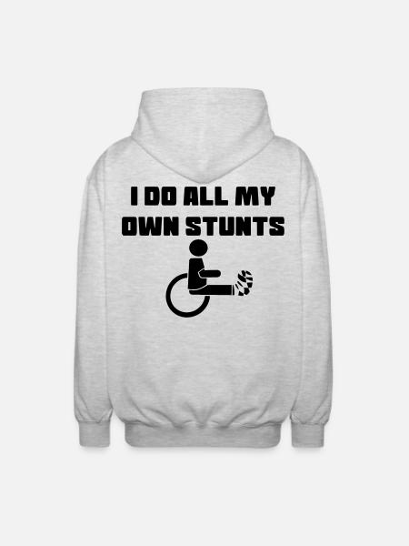 Rolstoel gebruiker met been in gips # - Uniseks zip hoodie - lichtgrijs gemêleerd