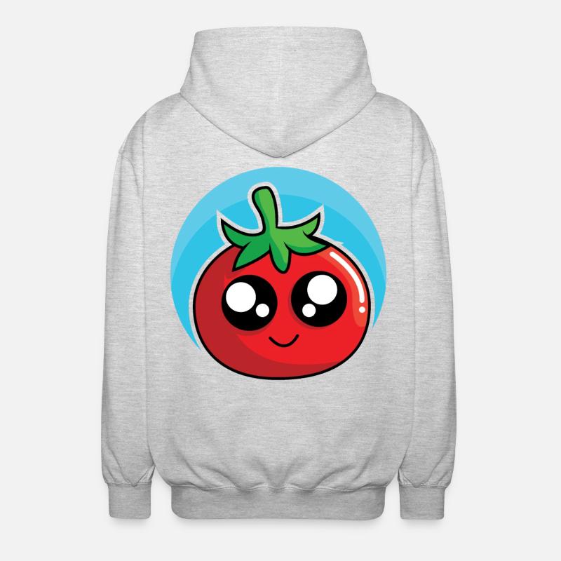 Fröhliche Tomate - Unisex Kapuzenjacke - Hellgrau meliert