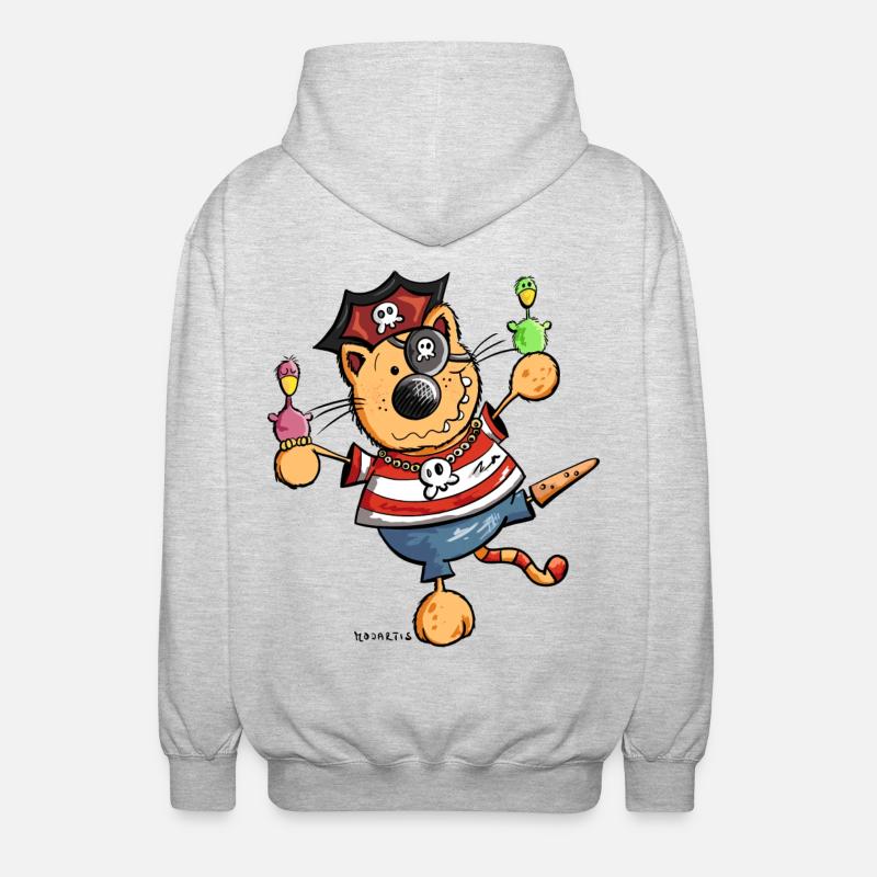 Mignon chat comique - Veste à capuche unisexe - gris clair chiné