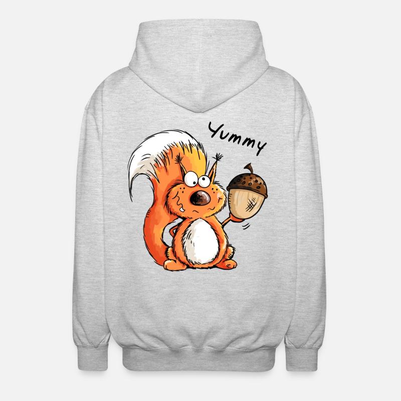 Yummy Eichhörnchen - Tier - Tiere - Comic - Unisex Kapuzenjacke - Hellgrau meliert
