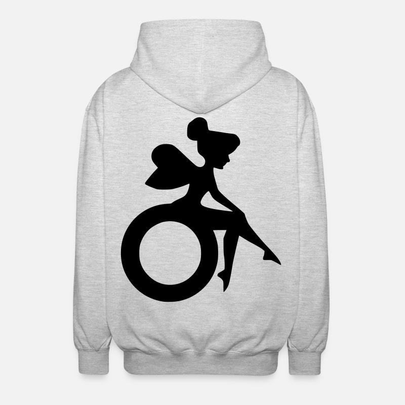 Bild einer Fee im Rollstuhl # - Unisex Kapuzenjacke - Hellgrau meliert