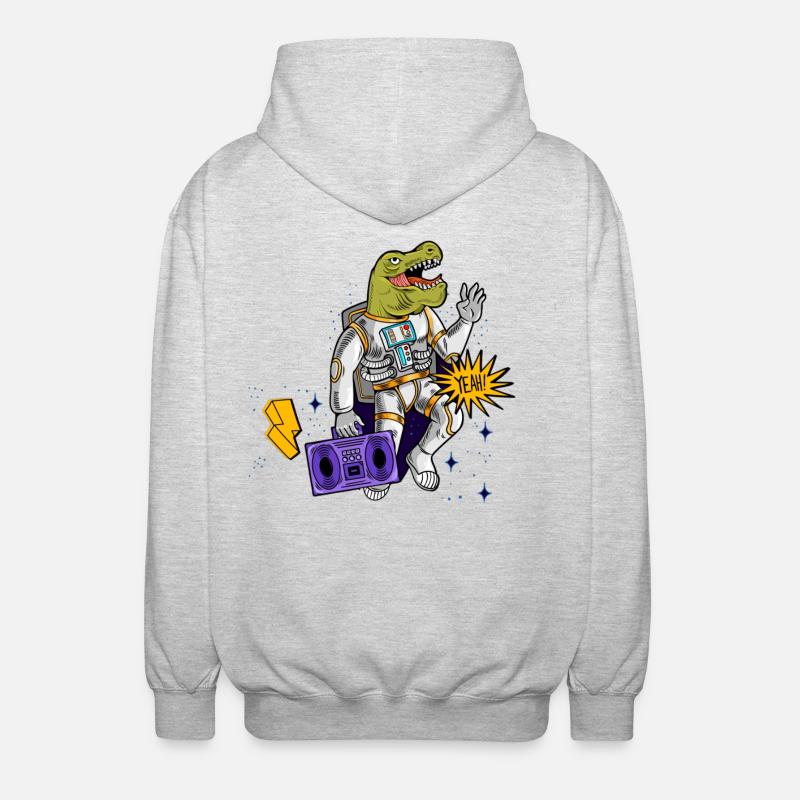 Dino Astronaut avec magnétophone à cassettes - Veste à capuche unisexe - gris clair chiné