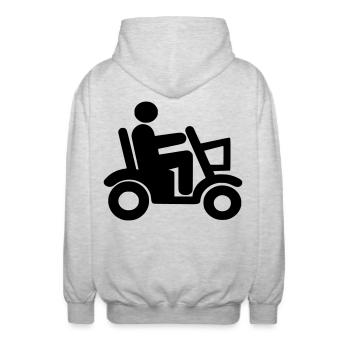 Scooter de mobilité, Fauteuil roulant, Roller, Handicapé # - Veste à capuche unisexe - gris clair chiné - Dos - AI Model Male 185 light (185cm)