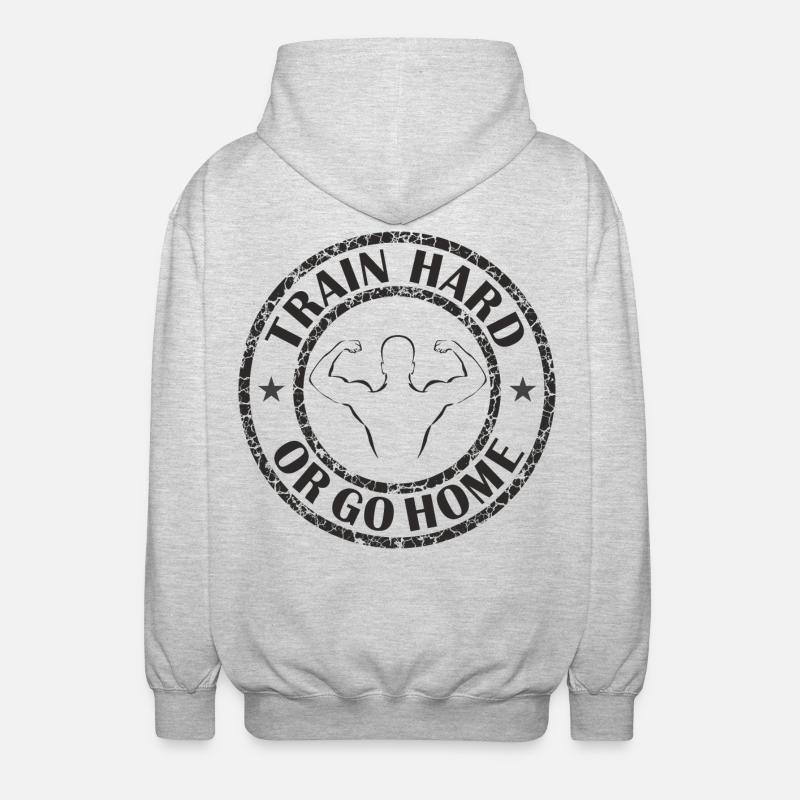 Trainiere hart oder geh nach Hause - Unisex Kapuzenjacke - Hellgrau meliert