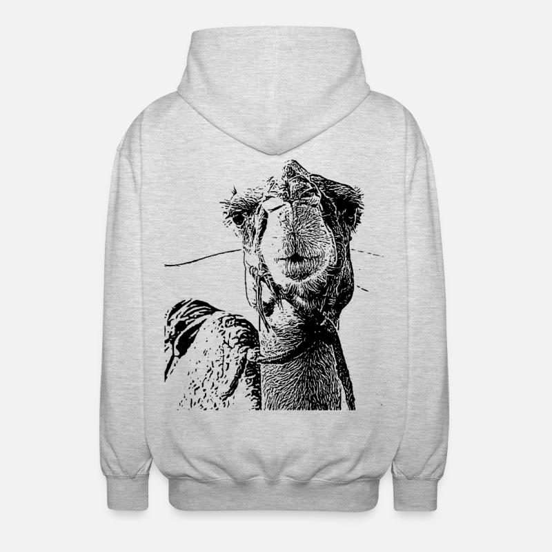 Kamel - Unisex Kapuzenjacke - Hellgrau meliert