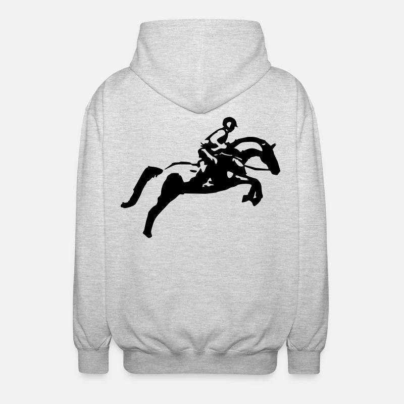 Springreiten Springpferd, Vielseitigkeit - Unisex Kapuzenjacke - Hellgrau meliert
