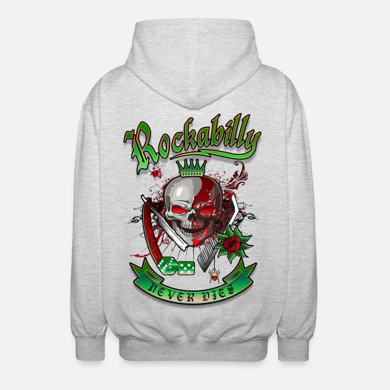 Rockabilly Skull - Veste à capuche unisexe - gris clair chiné