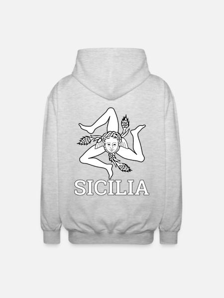 "Sicilian Flag" - Sicily, Sicilia - Unisex Hooded Jacket - light heather grey