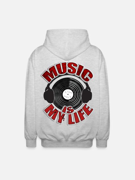 MUSIC is my life Headset - Unisex Hooded Jacket - light heather grey