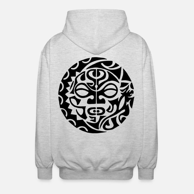 Tête de mort polynésienne noire - Veste à capuche unisexe - gris clair chiné