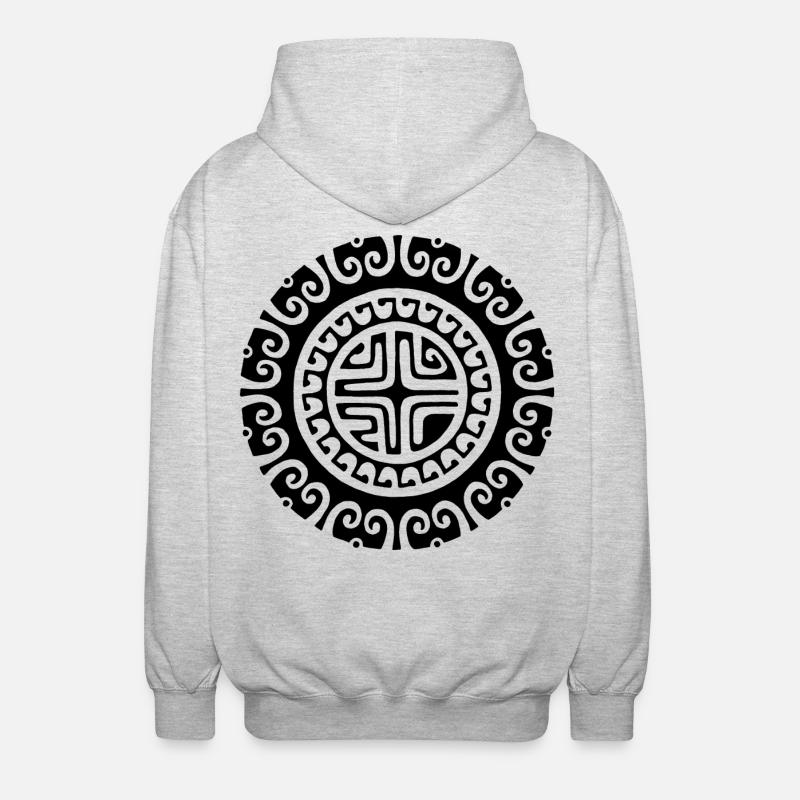 Schwarze Blume von Polynesien - Unisex Kapuzenjacke - Hellgrau meliert