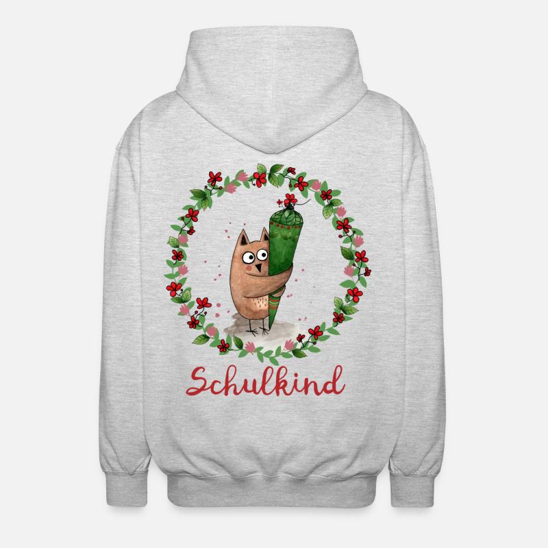 Schulkind Eule - Unisex Kapuzenjacke - Hellgrau meliert
