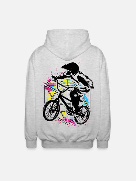 Bmx Racing Retro Bunt - Bmx Fahrrad - Bmx Cykel - Unisex hættejakke. - lysegrå meleret